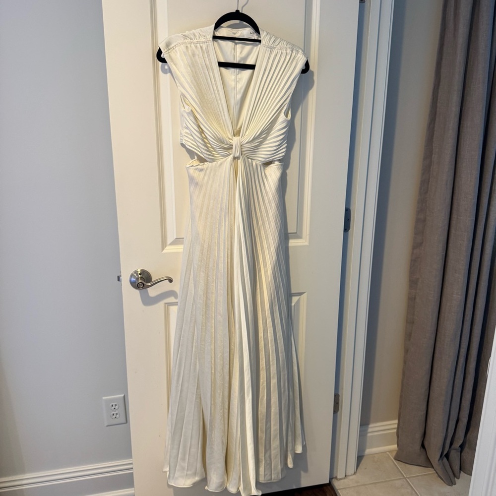 A.L.C. Ivory Pleated Maxi Dress with Twist Front Cutouts - Picture 3 of 7